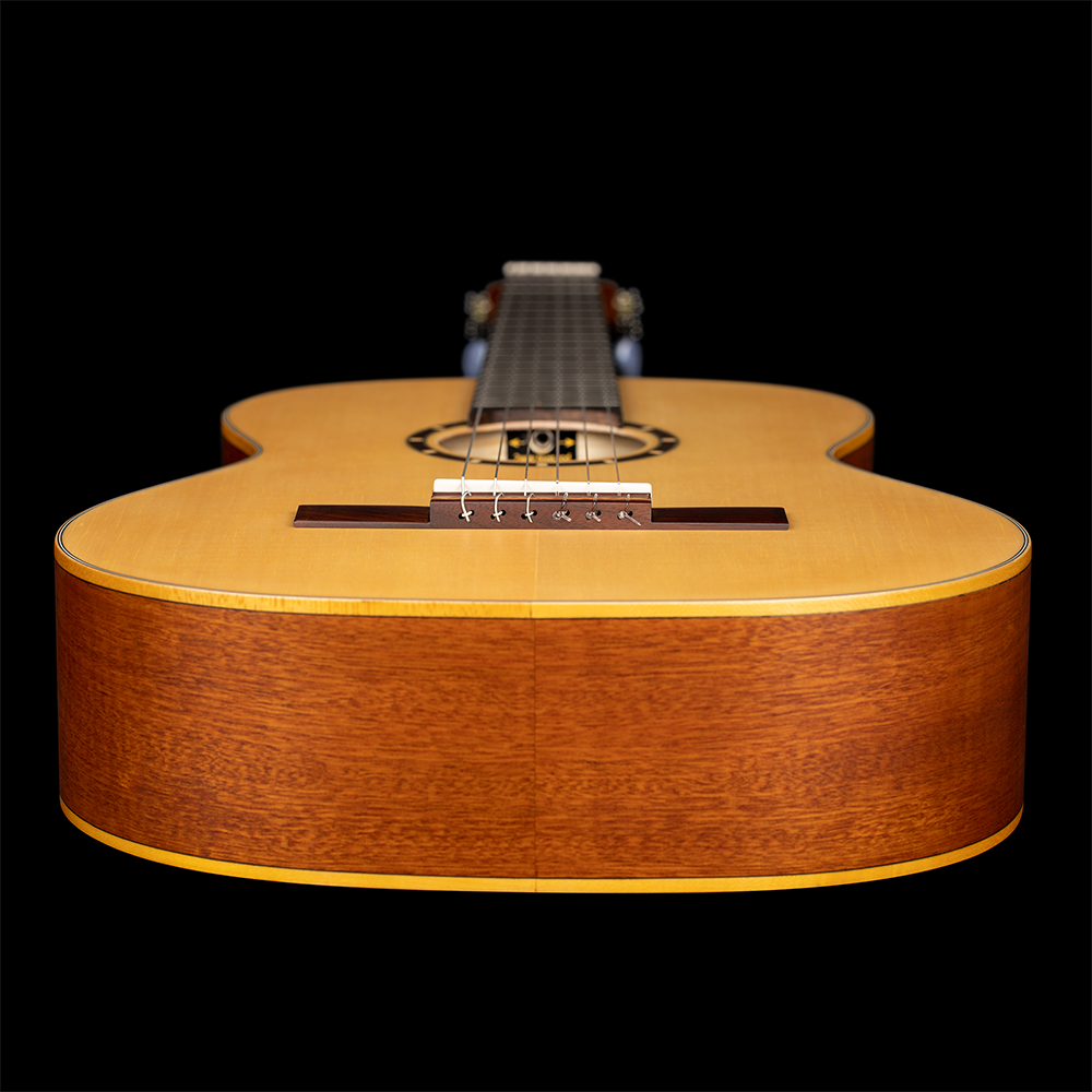 Satin Finish Ortega Guitars R121-1/2 Family Series 1/2 Body Size Nylon 6-String Guitar with Spruce Top & Mahogany Body 