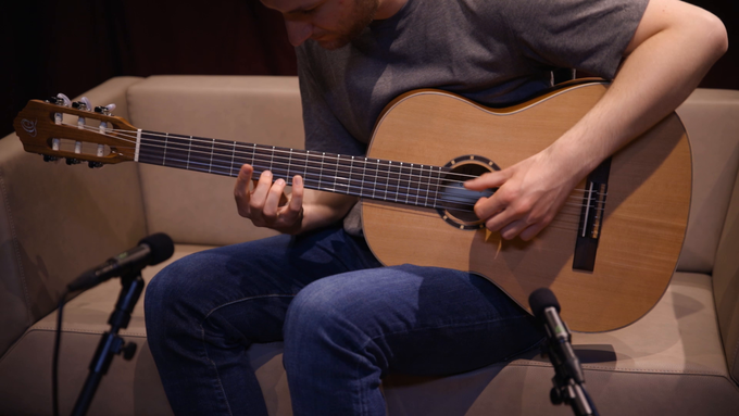 Full Size Guitar Solid Cedar/ Mahogany Natural video