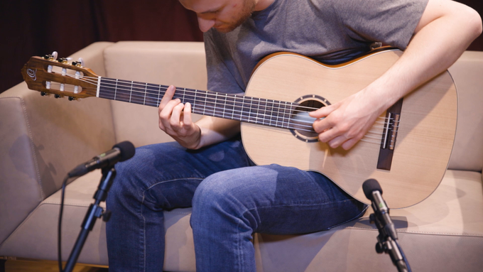 Full Size Guitar Solid Cedar/ Mahogany Natural video