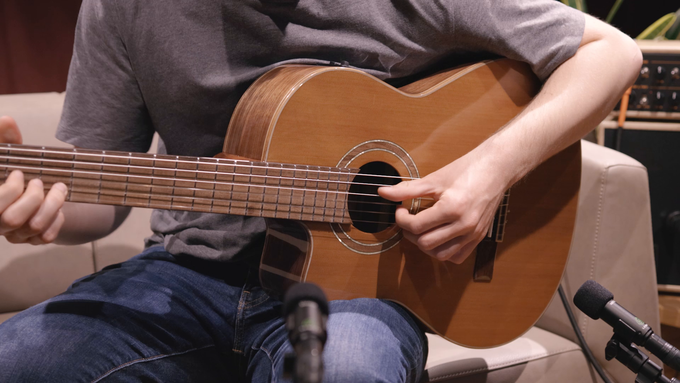 Full Size Guitar Solid Cedar/ Walnut Natural video