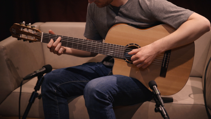 Full Size Guitar Solid Cedar/ Mahogany Natural video