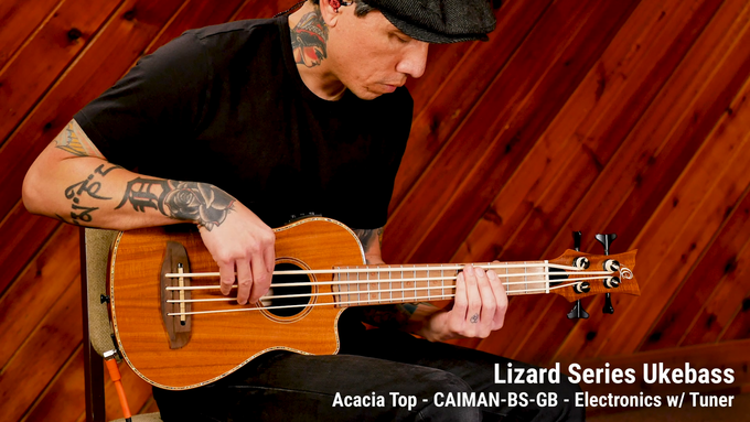 4-String Short Scale Uke Bass Acacia Natural video