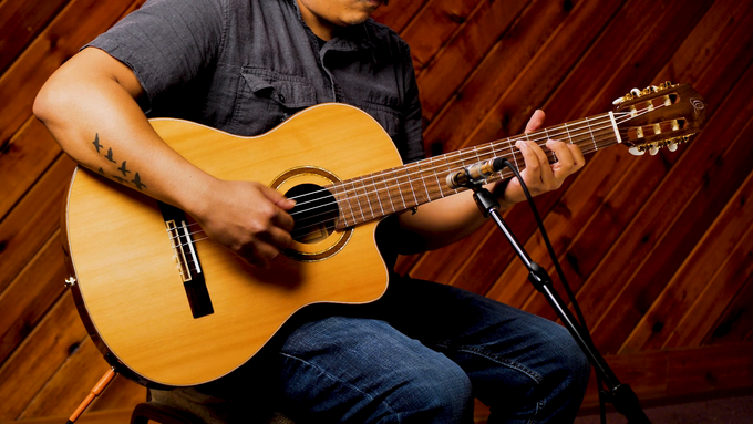 Full Size Guitar Solid Cedar/ Walnut Natural video