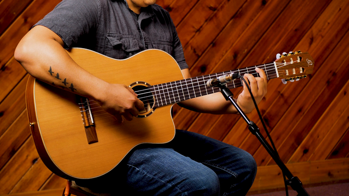 Full Size Guitar Solid Cedar/ Mahogany Natural video
