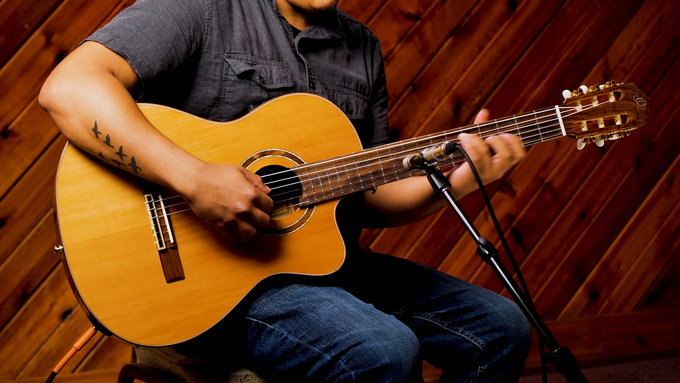 Full Size Guitar Solid Cedar/ Walnut Natural video