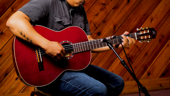 Full Size Guitar Solid Cedar/ Mahogany Wine Red video
