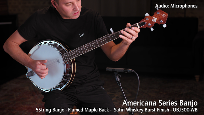 5-String Banjo Flamed Maple / Mahogany Satin Whiskey Burst video