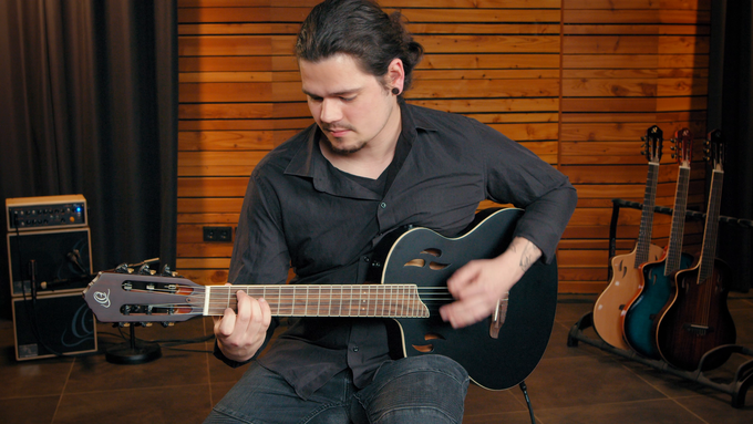 Full Size Guitar Solid Okoume Black video